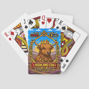 Highland Cow Retro 8-Bit Pixel Art Playing Cards