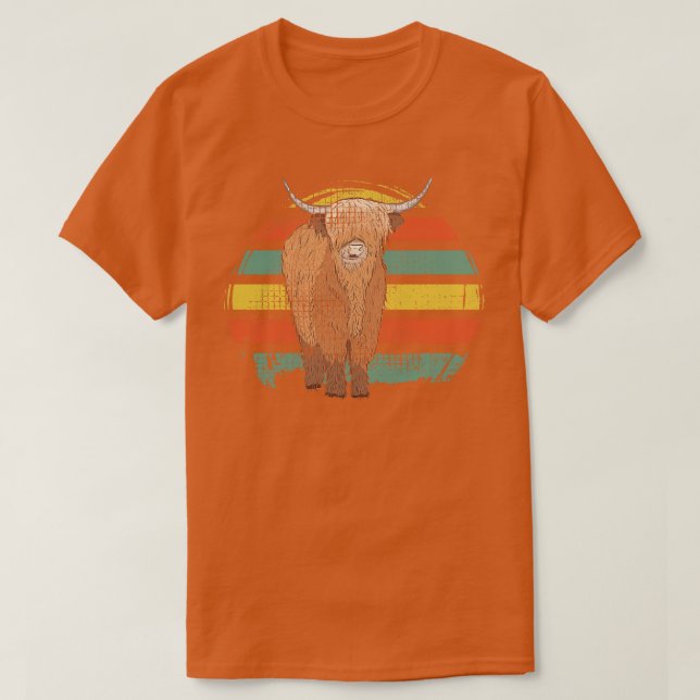 Highland Cow Retro T-Shirt (Design Front)