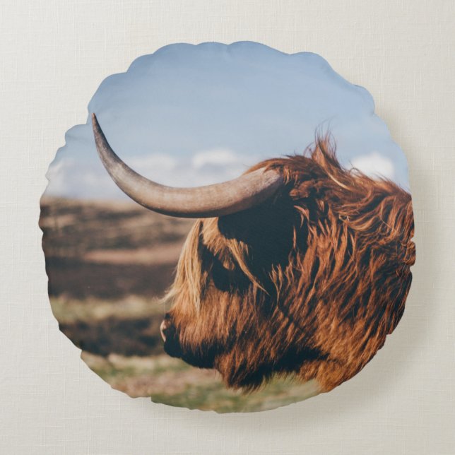 HIGHLAND COW ROUND CUSHION (Front)
