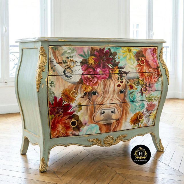 Highland Cow Rustic Boho Farmhouse Decoupage Tissue Paper (Creator Uploaded)