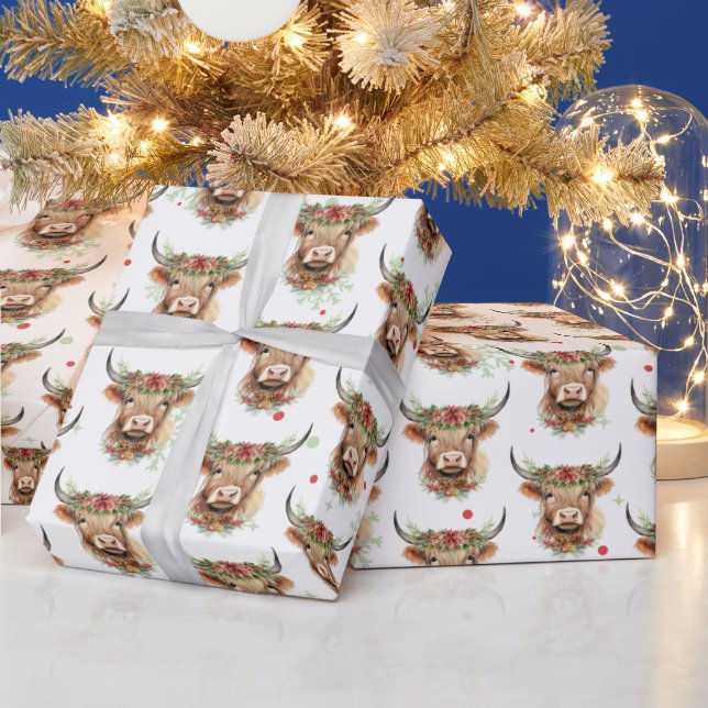 Highland Cow Rustic Christmas Wrapping Paper  (Holidays)