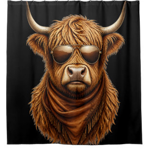 Highland Cow Rustic Farm Animal T-Shirt Shower Curtain