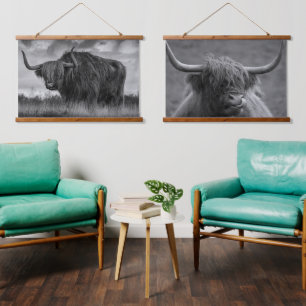 Highland Cow Rustic Farmhouse art   Hanging Tapestry