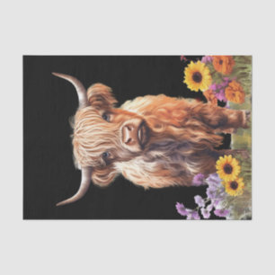 Highland Cow Rustic Floral Garden Decoupage Tissue Paper
