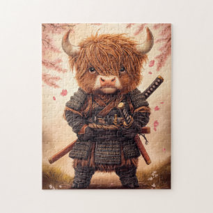 Highland Cow Samurai Jigsaw Puzzle