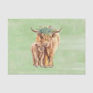 Highland Cow Scotland Mama Baby Eucalyptus  Tissue Paper