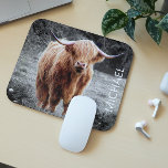 Highland Cow Scotland Personalised name Mouse Mat<br><div class="desc">This design was created through digital art. It may be personalised by clicking the customise button and adding a name, initials or your favourite words. Contact me at colorflowcreations@gmail.com if you with to have this design on another product. See more of my creations or follow me at www.facebook.com/colorflowcreations, www.instagram.com/colorflowcreations, www.twitter.com/colorflowart,...</div>