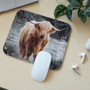 Highland Cow Scotland Personalised name Mouse Mat