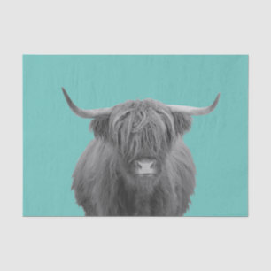 Highland Cow Scotland Rustic Black White  Tissue P Tissue Paper