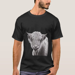 Highland Cow Scottish Cattle Pencil Portrait 1 T-Shirt