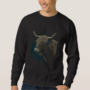 Highland Cow Scottish Cattle Portrait 6 Sweatshirt