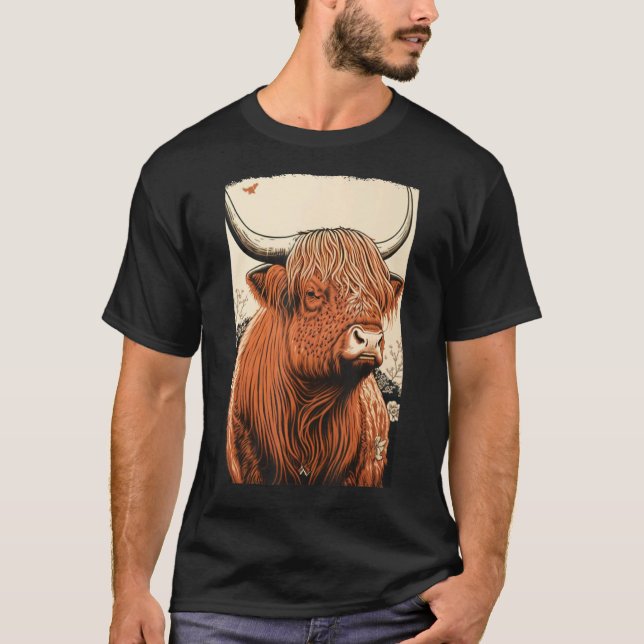 Highland Cow Scottish Cattle Ukiyo 1 T-Shirt (Front)