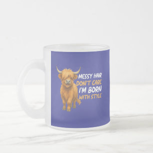 highland cow, scottish cow, scotland, scotland cow frosted glass coffee mug