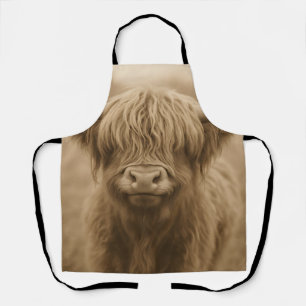 Highland Cow Sepia Portrait Apron