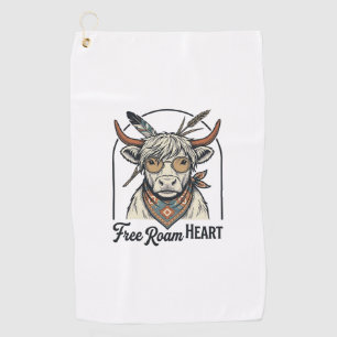 Highland Cow Shirt Free Spirit Vintage Engraving A Golf Towel