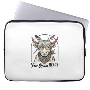 Highland Cow Shirt Free Spirit Vintage Engraving A Laptop Sleeve