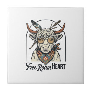 Highland Cow Shirt Free Spirit Vintage Engraving A Tile