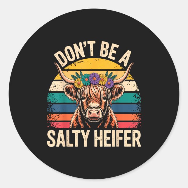 Highland Cow Shirt Funny Men Women  Classic Round Sticker (Front)