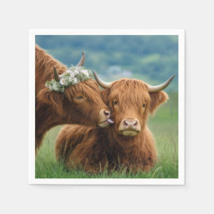 Highland Cow Showing Affection Napkin