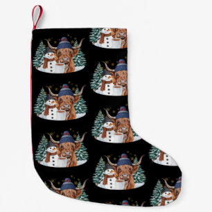 Highland Cow Snowman Hot Cocoa Christmas Tree Xmas Small Christmas Stocking