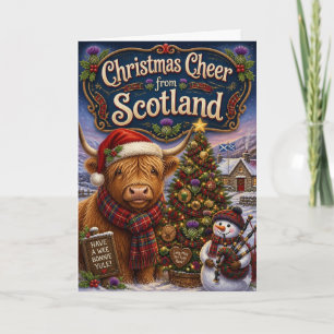 Highland Cow Snowman Yule Christmas Card