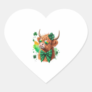 Highland Cow St Patrick’s , Lucky Cow Heart Sticker