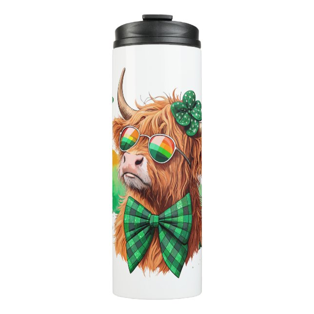 Highland Cow St Patrick’s , Lucky Cow Thermal Tumbler (Front)