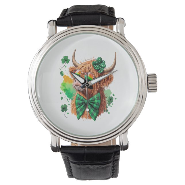 Highland Cow St Patrick’s , Lucky Cow Watch (Front)