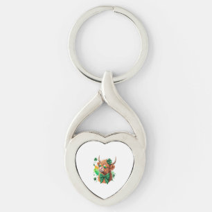 Highland Cow St Patrick�s Png, Lucky Cow Key Ring