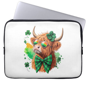 Highland Cow St Patrick�s Png, Lucky Cow Laptop Sleeve