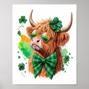 Highland Cow St Patrick�s Png, Lucky Cow Poster