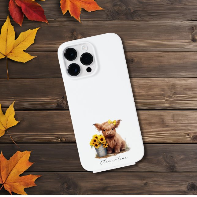 Highland Cow Sunflower Bucket  Case-Mate iPhone Case (Creator Uploaded)