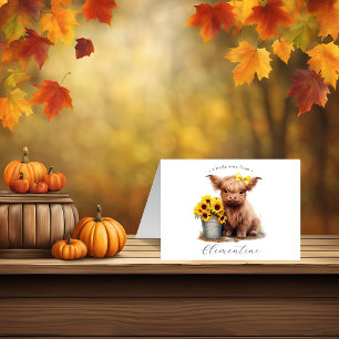 Highland Cow Sunflower Bucket Folded Note Card