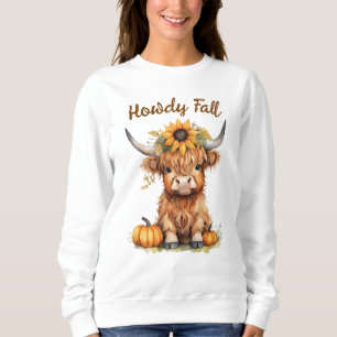 Highland Cow Sunflower Pumpkins Fall Autumn  Sweatshirt