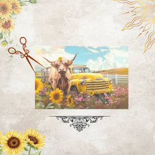 Highland Cow Sunflowers Scrapbook Paper