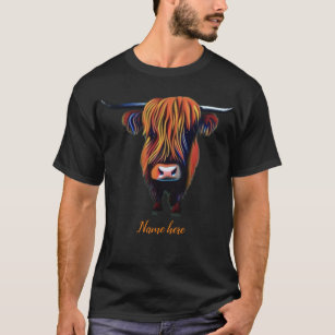 Highland cow t-shirt with editable name