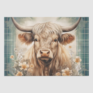 Highland Cow Tartan Clan Watercolor Tissue Paper