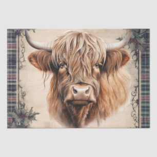 Highland Cow Tartan Clan Watercolor Tissue Paper