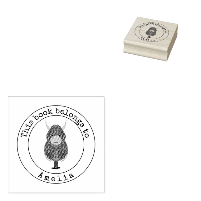 Highland Cow This Book Belongs To Rubber Stamp (Stamped)