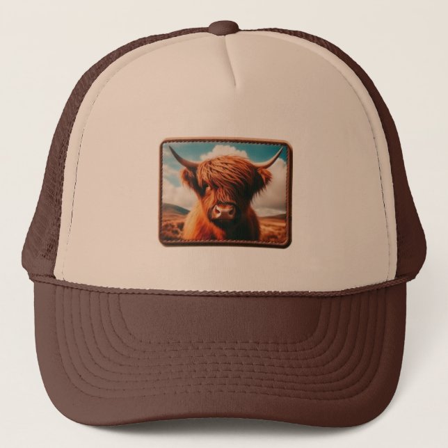 Highland Cow Trucker Hat, Cowboy Trending Trucker Hat (Front)