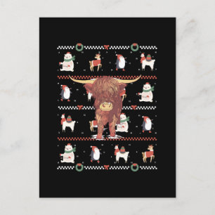 Highland Cow Ugly Christmas Postcard