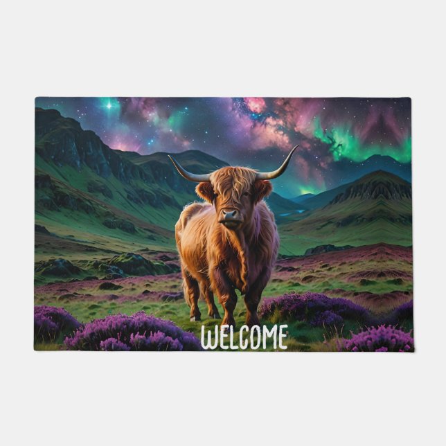 Highland Cow Under The stars Doormat (Front)