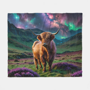 Highland Cow Under The stars Fleece Blanket