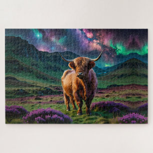 Highland Cow Under The stars Jigsaw Puzzle