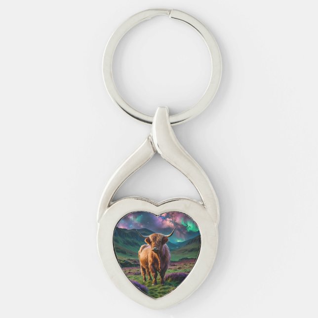 Highland Cow Under The Stars Key Ring (Front)