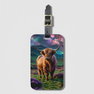 Highland Cow Under The Stars Luggage Tag