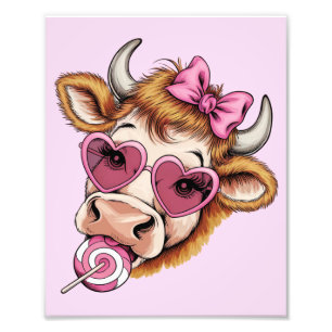 Highland Cow Valentine Coquette Valentine's Day Photo Print