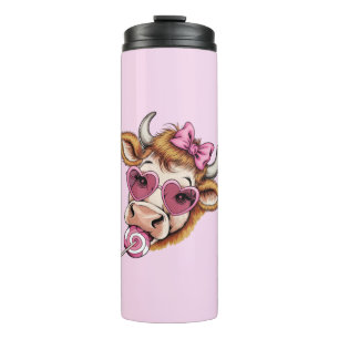 Highland Cow Valentine Coquette Valentine's Day Thermal Tumbler
