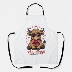 Highland Cow Valentine Cute Vintage Engraving Shir Apron