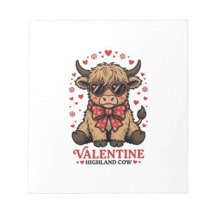 Highland Cow Valentine Cute Vintage Engraving Shir Notepad